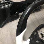 Tesla Steering Wheel Restored to New Leather and Wood P9349