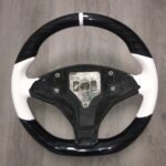 Tesla Steering Wheel Restored to New Leather and Wood P9358