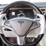 Tesla Steering Wheel Restored to New Leather and Wood P4506