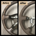 Toyota Land Cruiser Steering Wheel Restored to New Leather BEFORE AFTER P9310