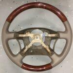 Toyota Land Cruiser Steering Wheel Restored to New Leather and Wood P7621