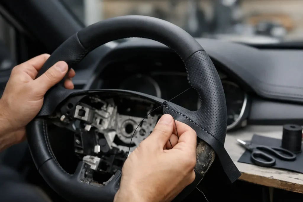 Leather Steering Wheel Reupholstery Service