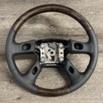 GMC Sierra 2006 Steering Wheel Restored to New Leather and Denali Wood P0135