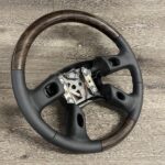 GMC Sierra 2006 Steering Wheel Restored to New Leather and Denali Wood P0136