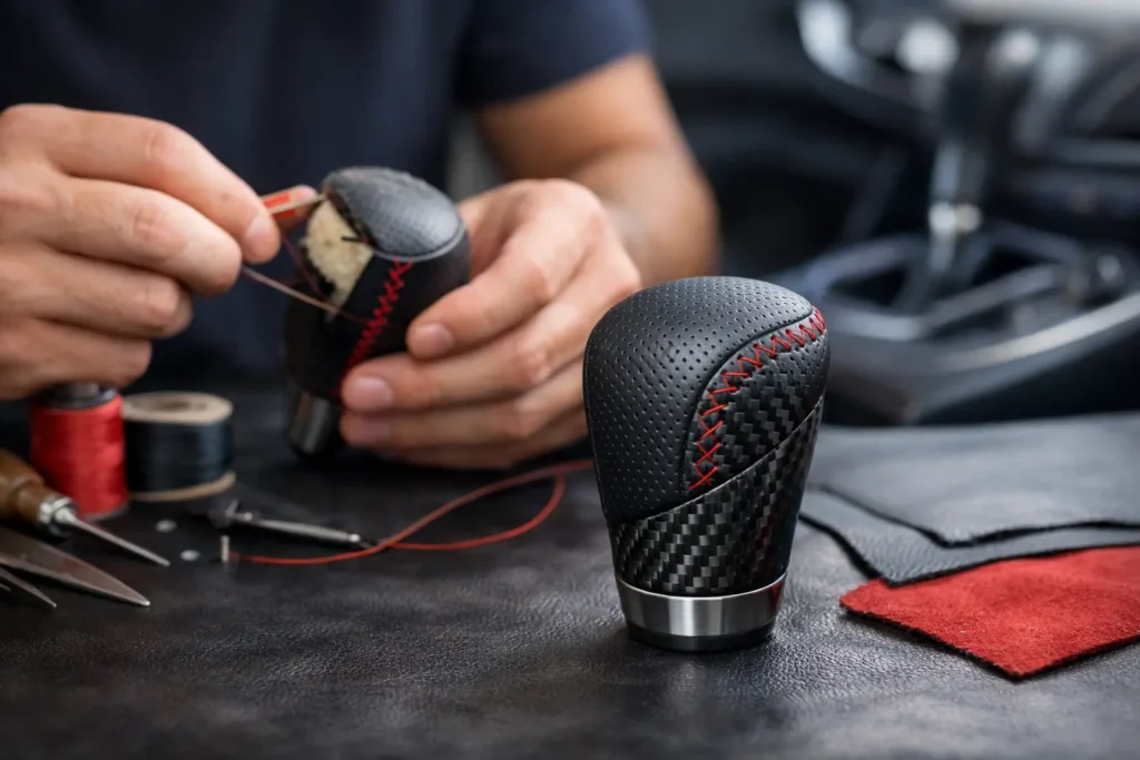 Custom Shift Knob Reupholstery Done Right