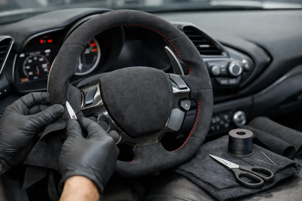 Suede Steering Wheel Wrap Service Explained