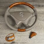 Mercedes SL500 2002 Steering Wheel Gearshift Knob and Bezel Restored to New Leather and Wood P0935