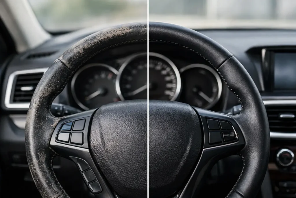 Before and After Steering Wheel Restoration